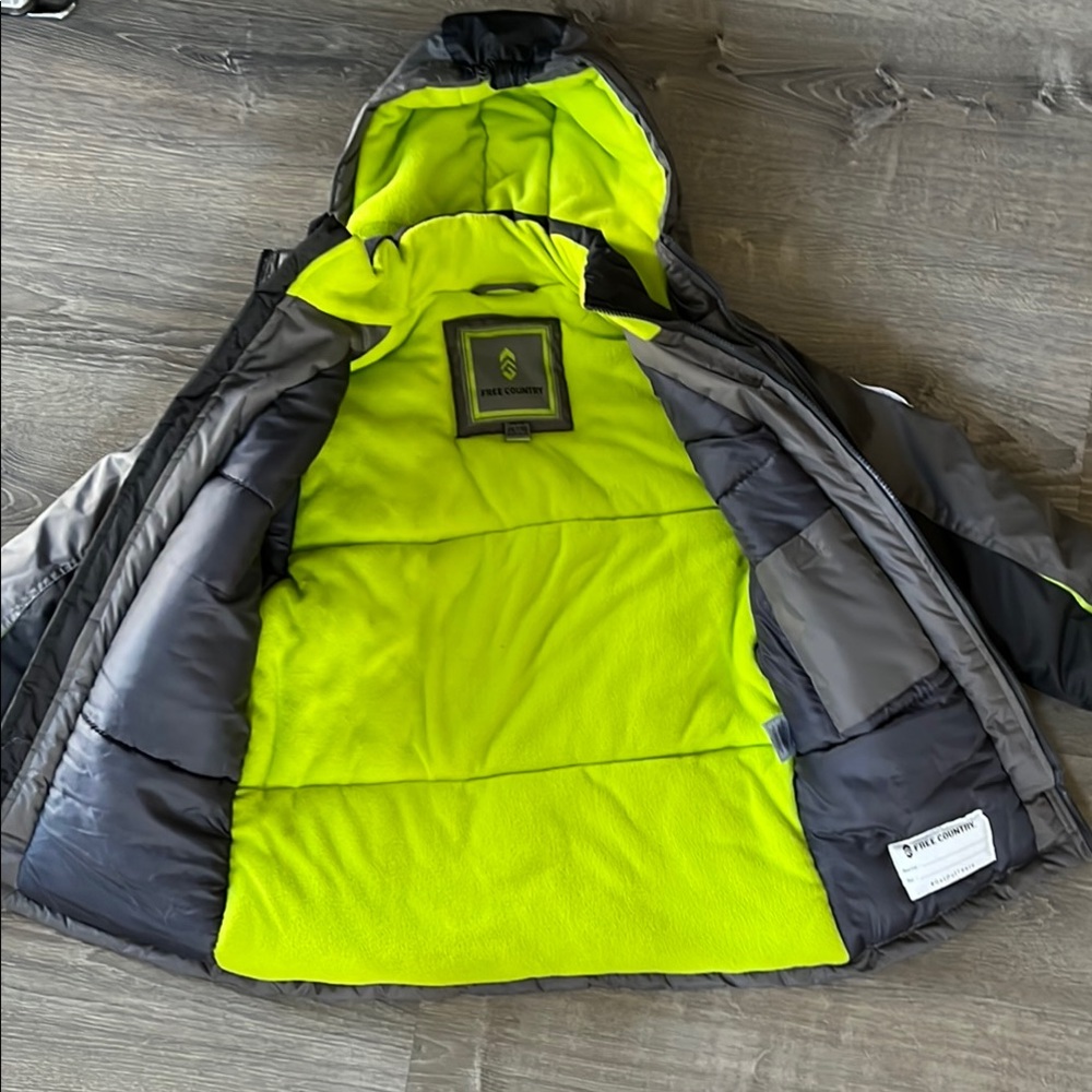 Black and Neon Green Hooded Jacket